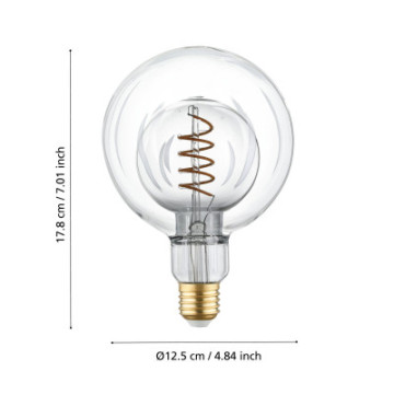 Zarowka led e27 2w 2000k 80lm smoky przezroczysta g125 glob 110256_5