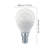 Zarowka led e14 5%2C5w 3000k 470lm mleczna p45 kulka Sciemnialna 110139_5